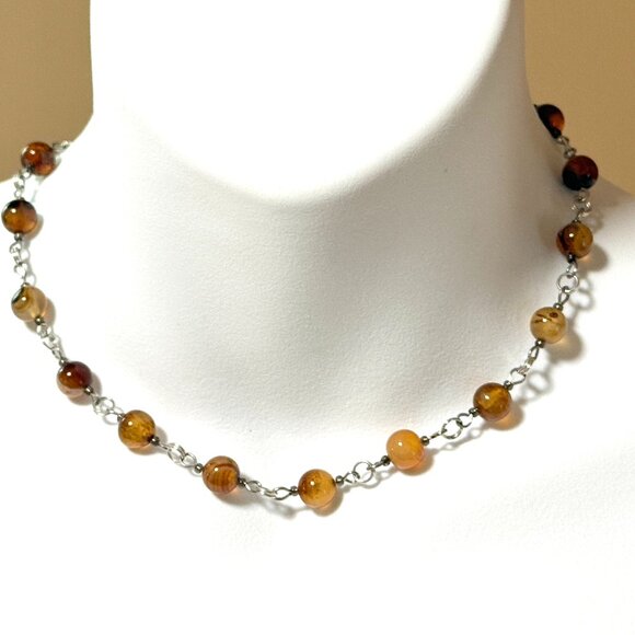 Genuine Earthy Carnelian Agate Short Necklace, Gemstone Adjustable Necklace - Picture 1 of 13